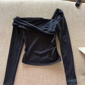 Princess Polly Black Off-Shoulder Long Sleeve Top